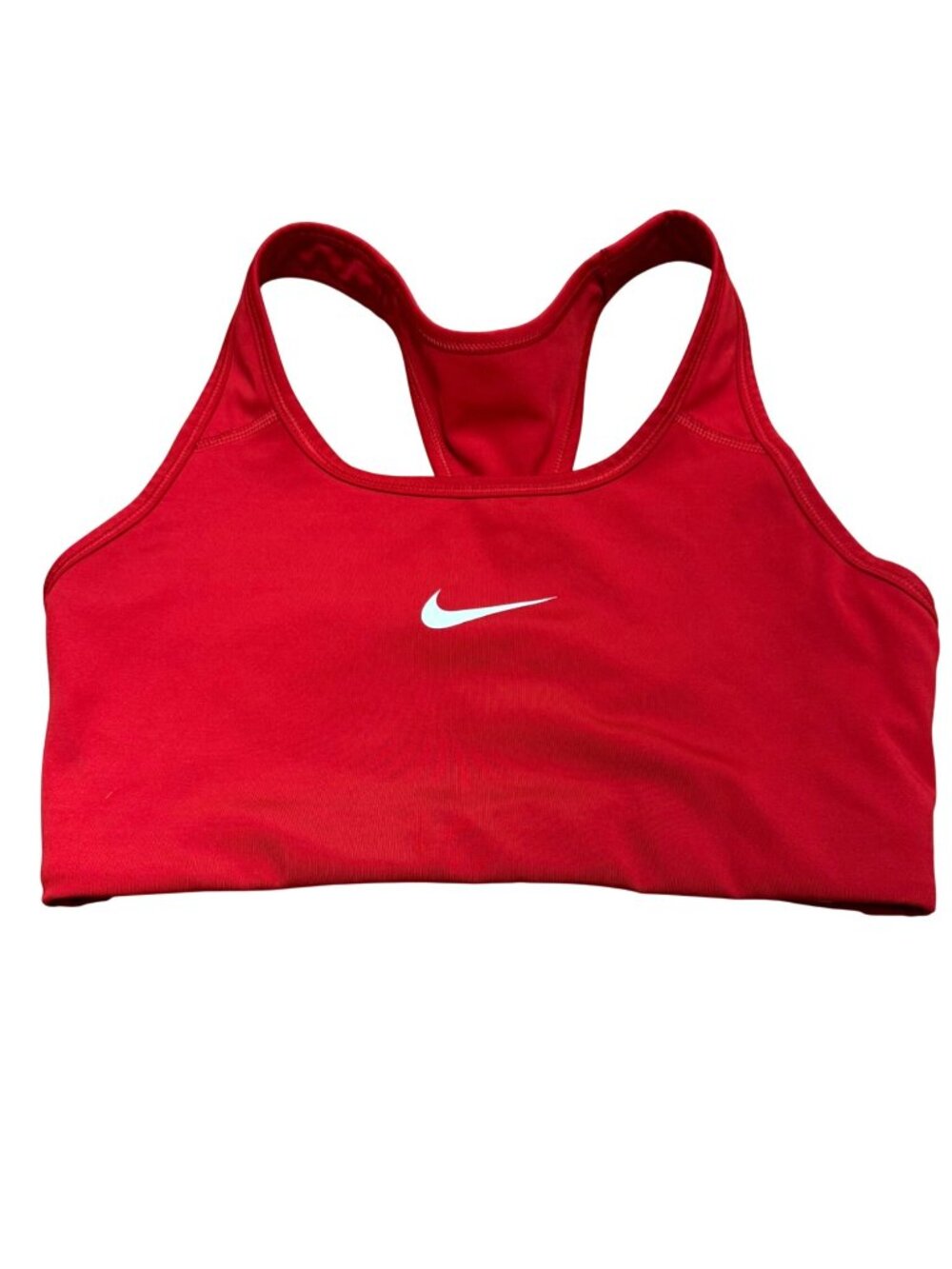 Nike Women's Sports Bra Red Swoosh Racerback Unpadded Wireless Gym Yoga Running